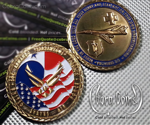 United States Air Force and Panama
2 inch Shiny Gold coin with 3D Front and 3D Back Diamond Edge Cuts are on both sides cobra coins cobracoins.com